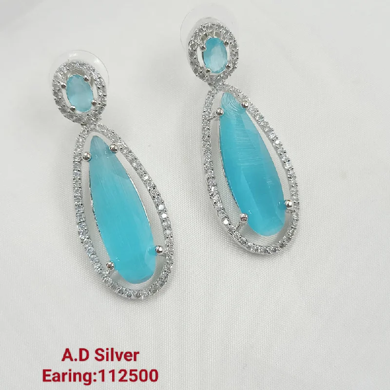 Drop Earrings for Formal Attire -Padmawati Bangles Silver Plated AD Stone Earrings