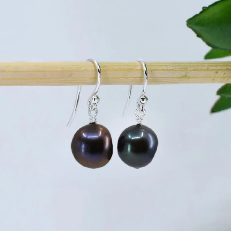 Round Drop Earrings for Classic -Peacock Freshwater Pearl Drop Earrings