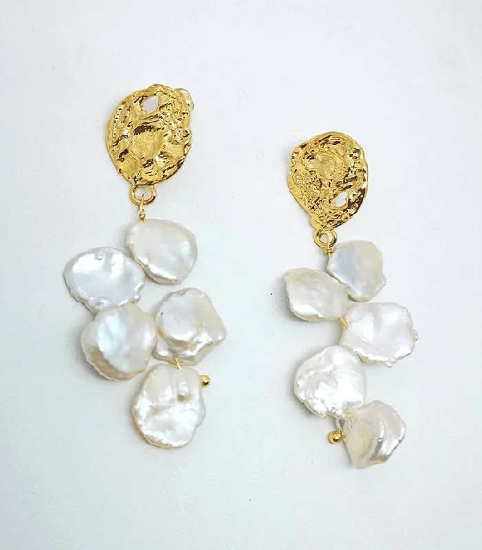 Silver Drop Earrings for Men -Baroque Pearl Drop Earrings