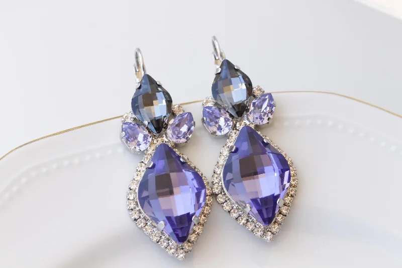 Gold Drop Earrings for Women -PURPLE DROP EARRINGS