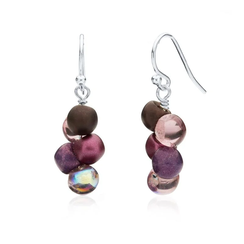 Leverback Drop Earrings for Comfort -Purple Bubble Drop Earrings