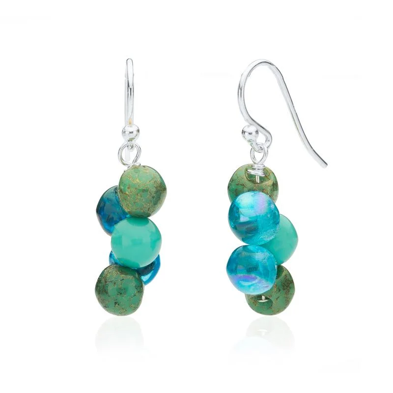 Studded Drop Earrings with Gemstones -Turquoise Bubble Drop Earrings