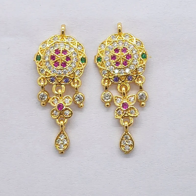 Indian Drop Earrings with Intricacy -Raiyaraj Gold Plated American Diamond Micro Plating Dangler Earrings Pack of 3