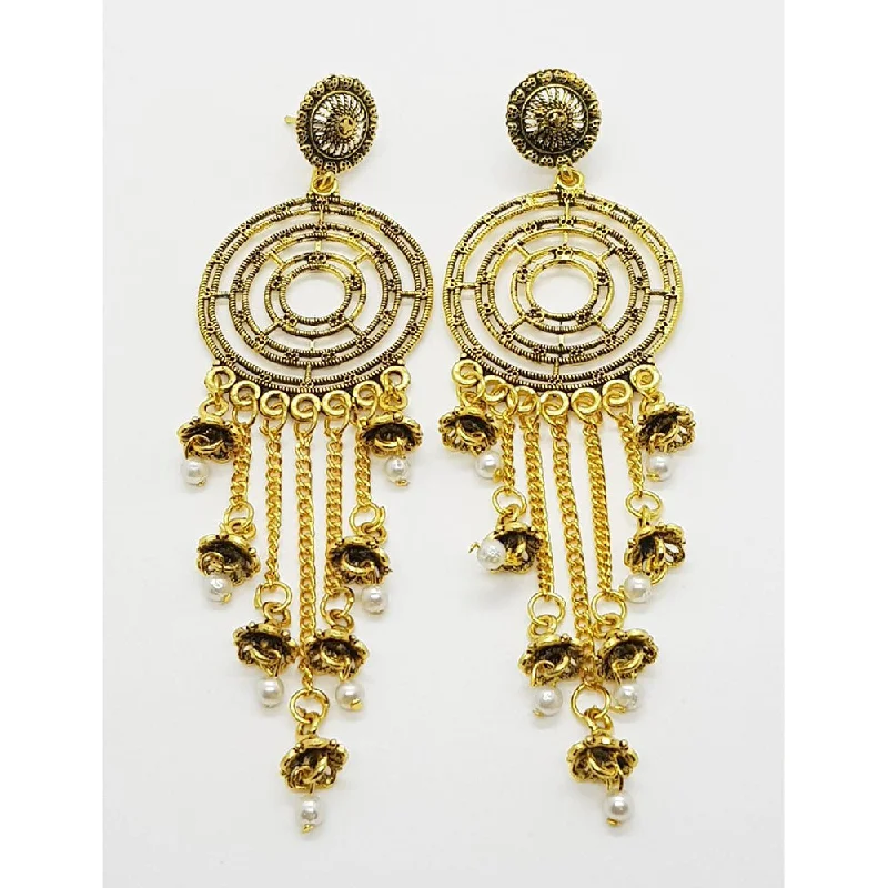 Drop Earrings with Embossed Patterns -Raiyaraj Gold Plated Pack Of 3 Dangler Earrings -RREAR04