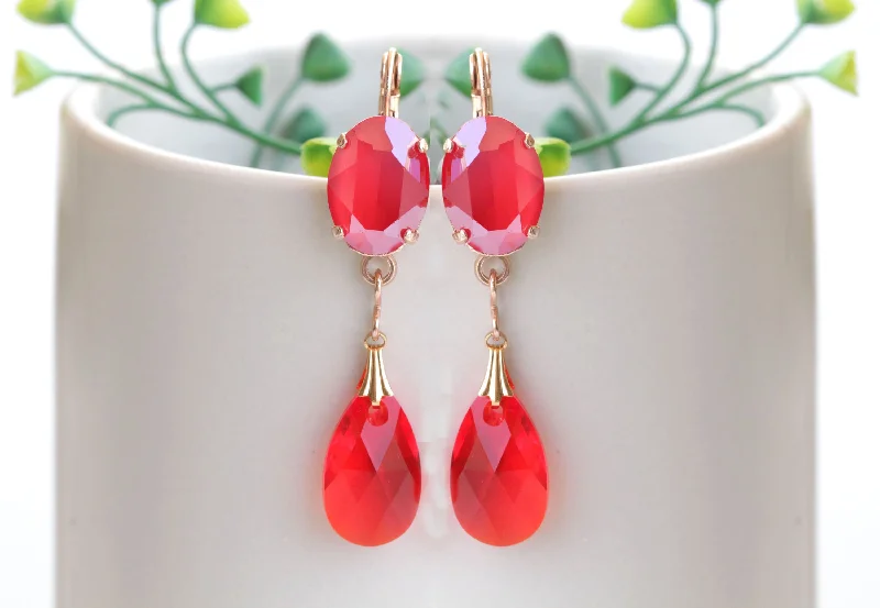 Drop Earrings for Concert Look -RED DROP EARRINGS