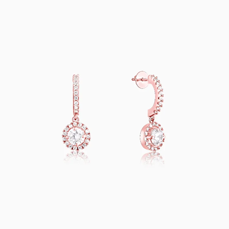 Drop Earrings for Wellness Routine -Rose Gold Zircon Drizzle Drop Earrings