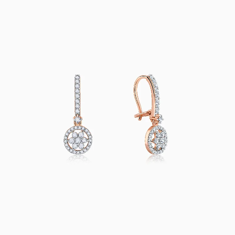 Drop Earrings for Concert Look -Rose Gold Harmony Diamond Drop Earrings