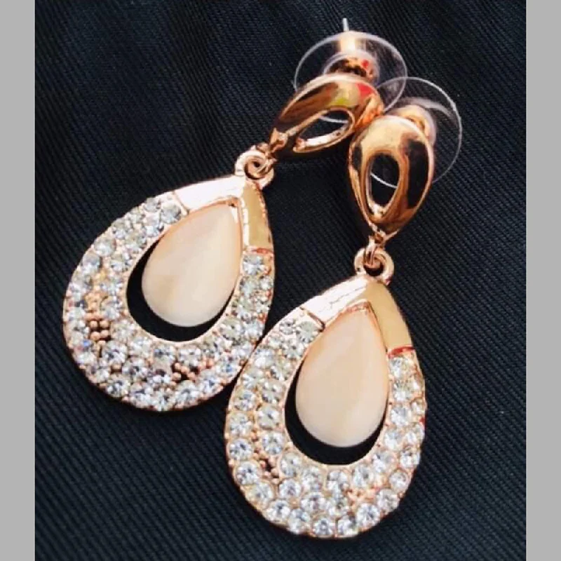 Drop Earrings with Matte Finish -Sanshray Rose Gold Plated Austrian Stone Dangler Earrings