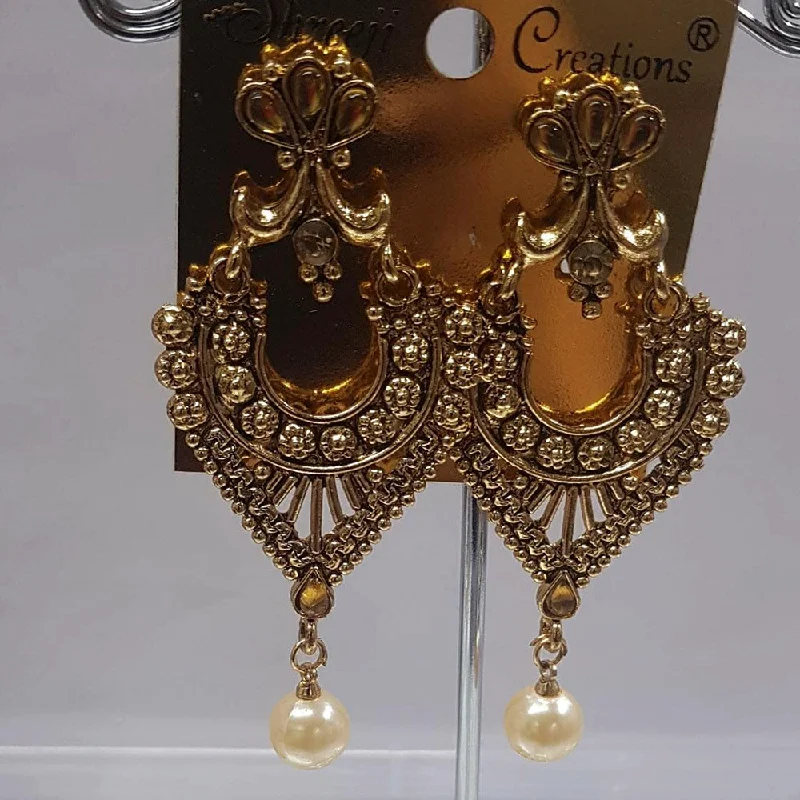 Long Drop Earrings for Dramatic -Shreeji Austrian Stone Gold Plated Dangler Earrings