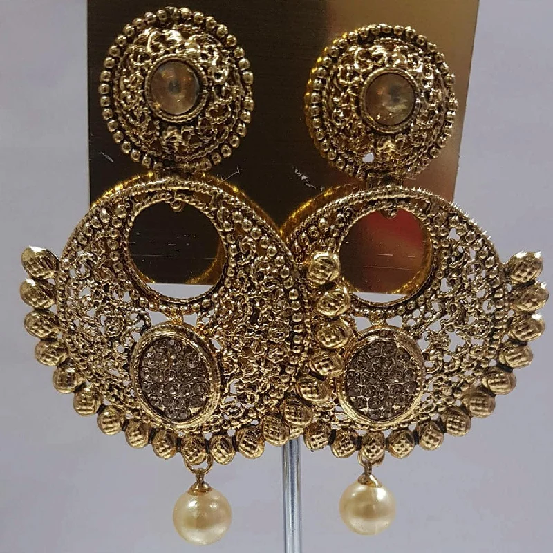 Pearl Drop Earrings for Elegance -Shreeji Austrian Stone Gold Plated Dangler Earrings-ShreejiEar06