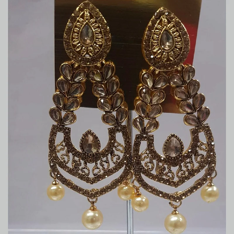 Drop Earrings with Wave Designs -Shreeji Austrian Stone Gold Plated Dangler Earrings-ShreejiEar09