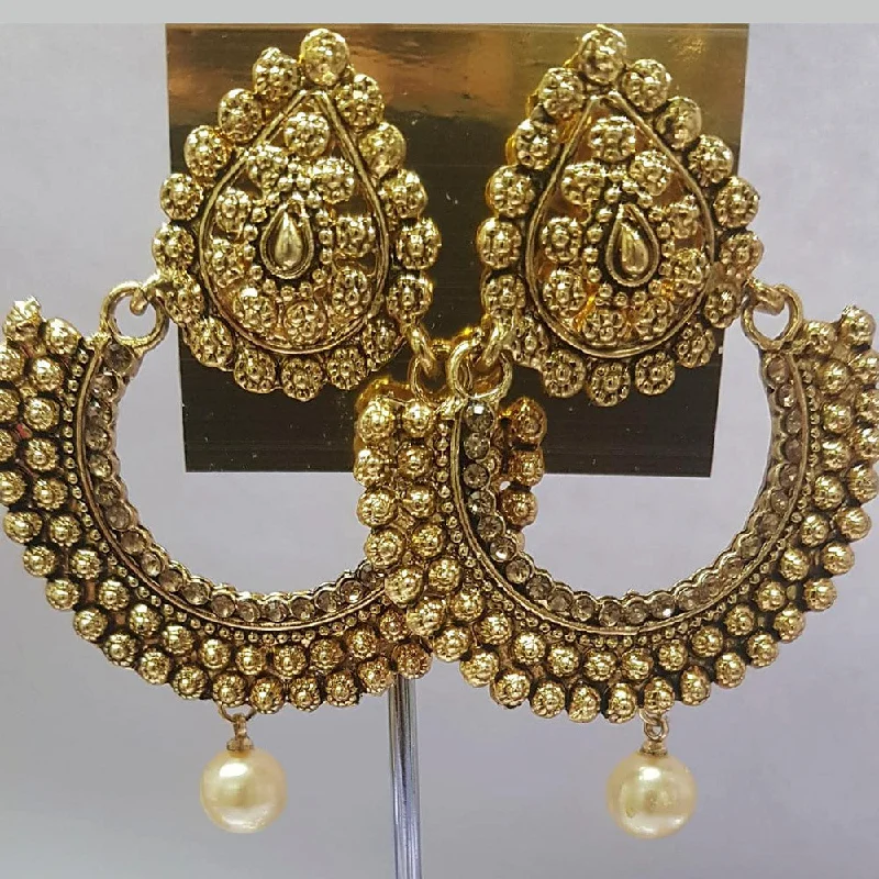 Drop Earrings with Vine Designs -Shreeji Austrian Stone Gold Plated Dangler Earrings-ShreejiEar10