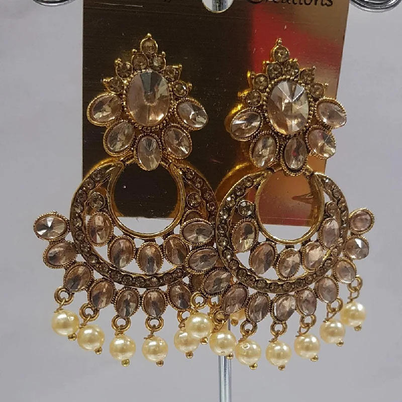 Drop Earrings with Keyhole Designs -Shreeji Austrian Stone Gold Plated Dangler Earrings-ShreejiEar11