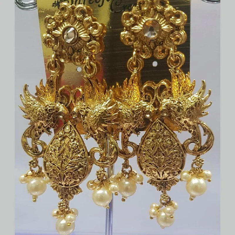 Drop Earrings with Floral Motifs -Shreeji Austrian Stone Gold Plated Dangler Earrings-ShreejiEar13