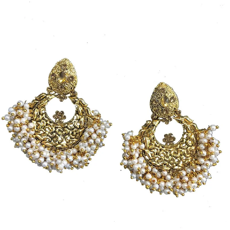 Star Shaped Drop Earrings for Charm -Shreeji Brown Austrian Stone Gold Plated Dangler Earrings - SE_377