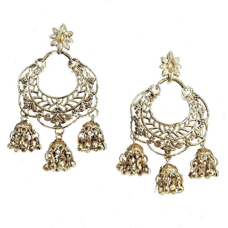 Pearl Drop Earrings for Elegance -Shreeji Brown Austrian Stone Gold Plated Dangler Earrings - SE_756