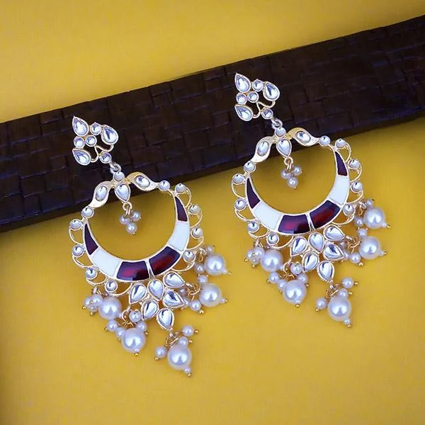 Crystal Drop Earrings for Sparkle -Kriaa Gold Plated Meenakari Kundan Dangler Earrings - 1316330L