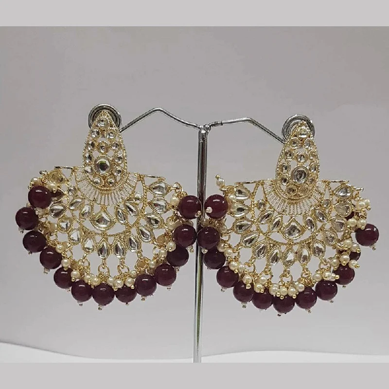 Rhinestone Drop Earrings for Sparkle -Shreeji Kundan Stone Gold Plated Dangler Earrings - ShreejiEar26