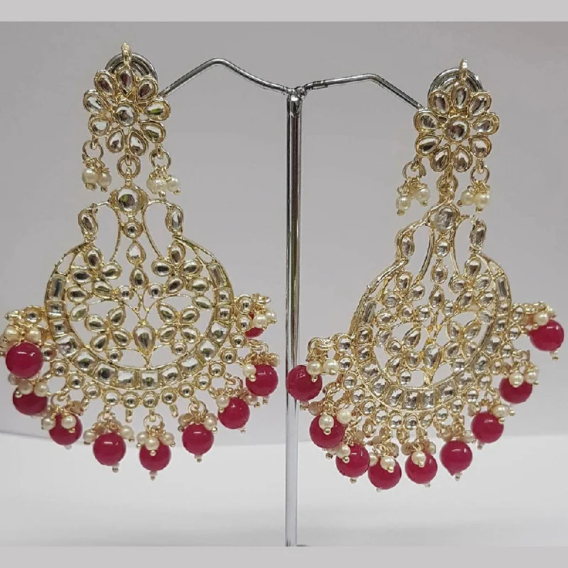 Beaded Drop Earrings for Party -Shreeji Kundan Stone Gold Plated Dangler Earrings - ShreejiEar27