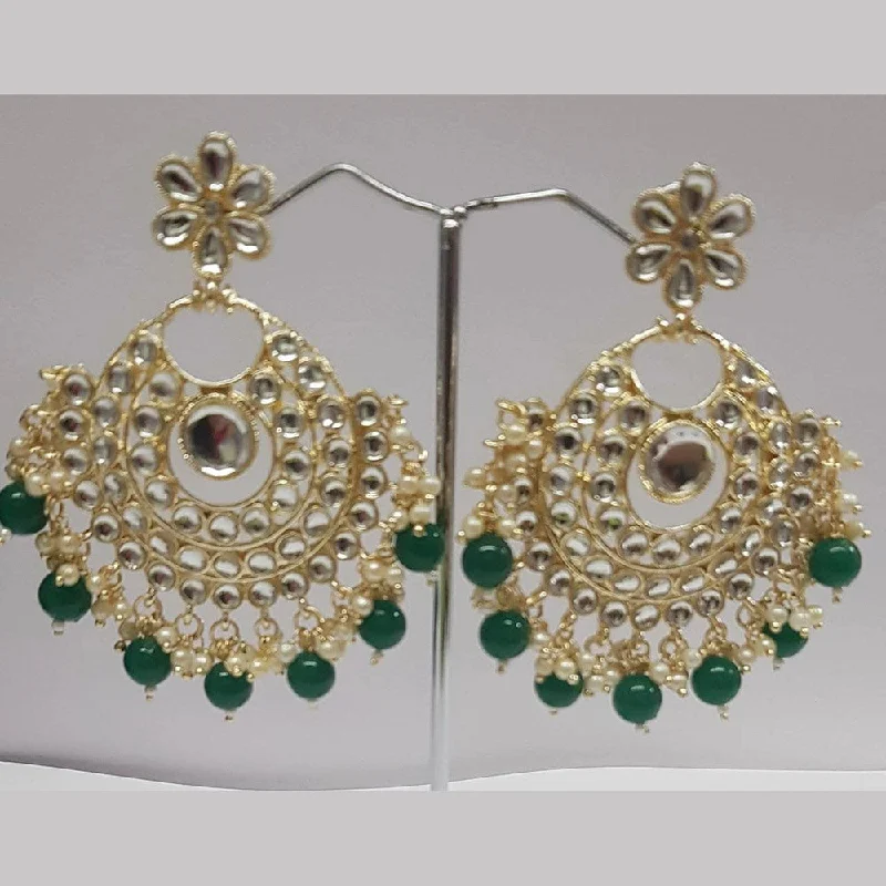 Studded Drop Earrings with Gemstones -Shreeji Kundan Stone Gold Plated Dangler Earrings - ShreejiEar28