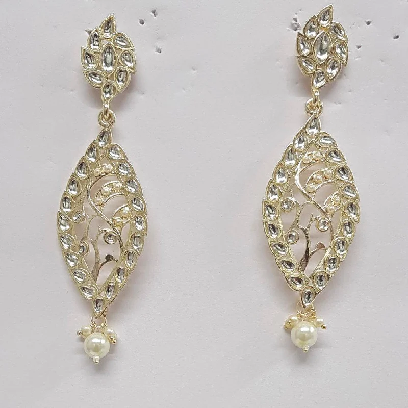 Push Back Drop Earrings for Convenience -Shreeji Kundan Stone Gold Plated Dangler Earrings - ShreejiEar31