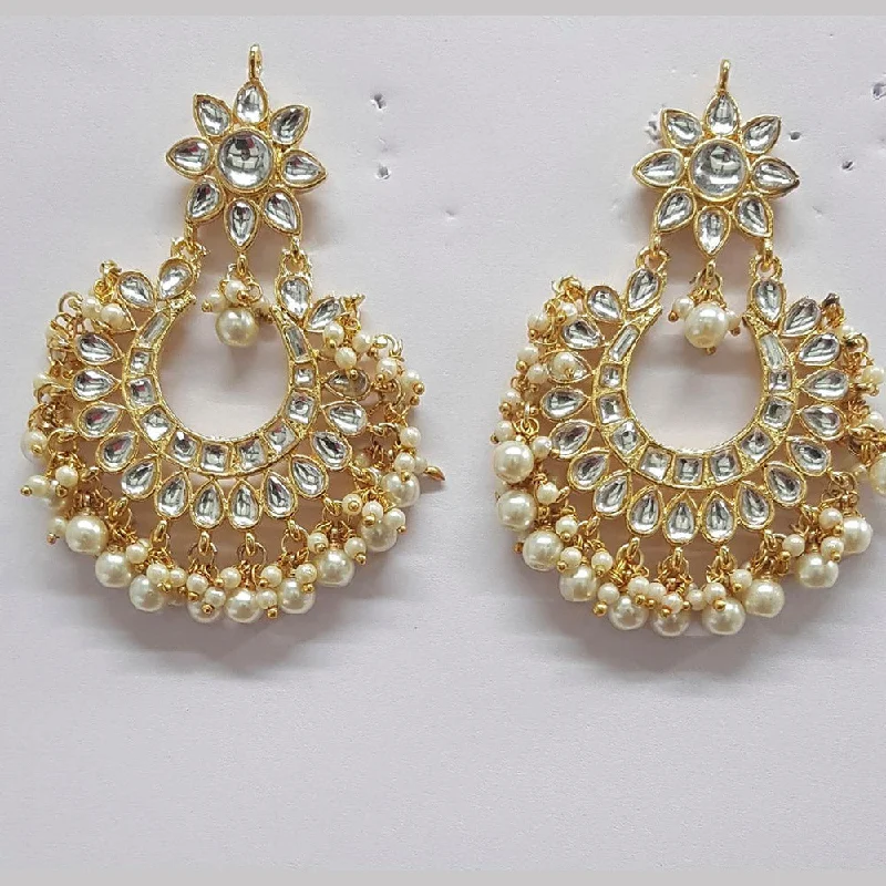 Detachable Drop Earrings with Charms -Shreeji Kundan Stone Gold Plated Dangler Earrings - ShreejiEar34