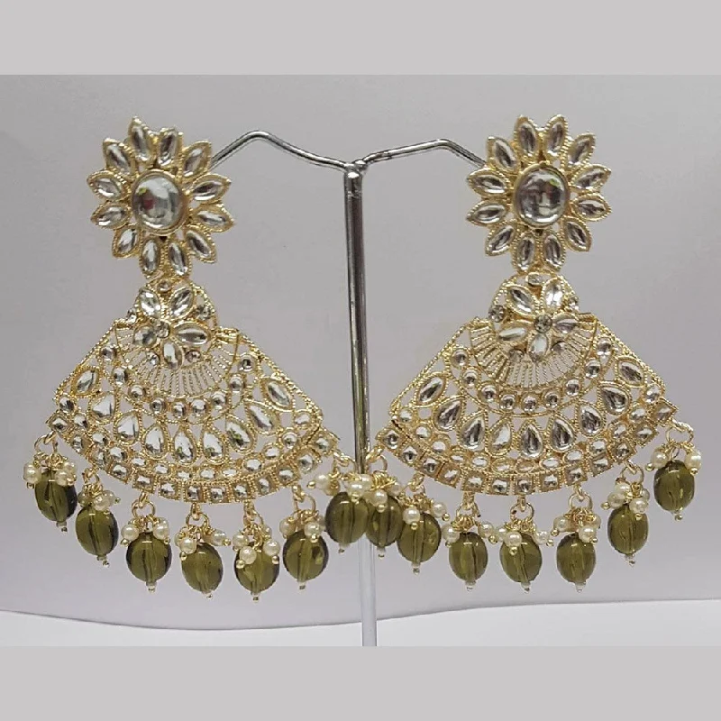 Adjustable Drop Earrings for Custom Fit -Shreeji Kundan Stone Gold Plated Dangler Earrings - ShreejiEar35