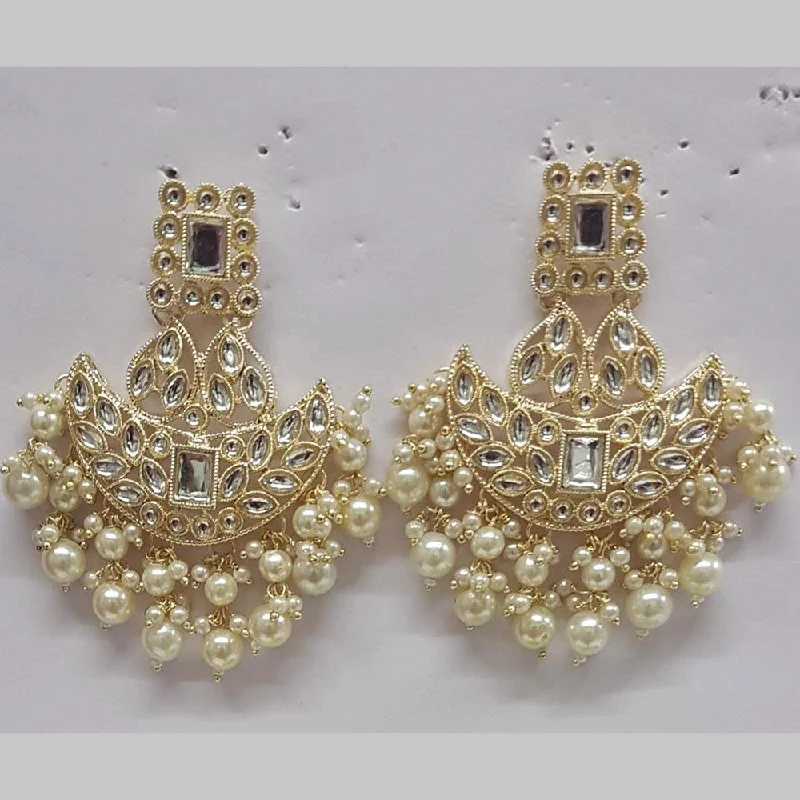 Waterproof Drop Earrings for Outdoor -Shreeji Kundan Stone Gold Plated Dangler Earrings - ShreejiEar38