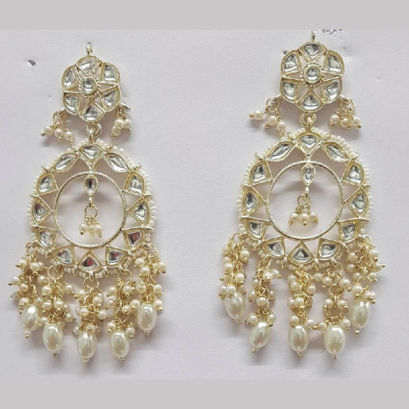 Lead Free Drop Earrings for Health -Shreeji Kundan Stone Gold Plated Dangler Earrings - ShreejiEar40