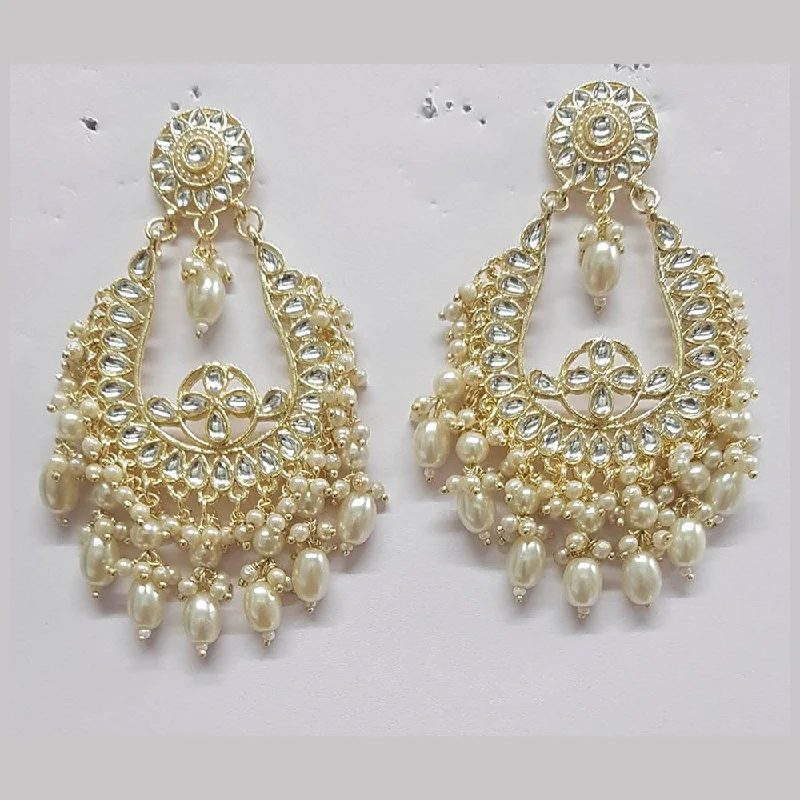 Nickel Free Drop Earrings for Safety -Shreeji Kundan Stone Gold Plated Dangler Earrings - ShreejiEar41