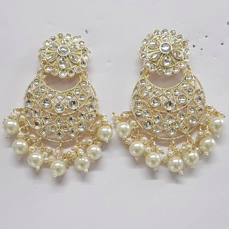 Hypoallergenic Drop Earrings for Sensitive -Shreeji Kundan Stone Gold Plated Dangler Earrings - ShreejiEar42