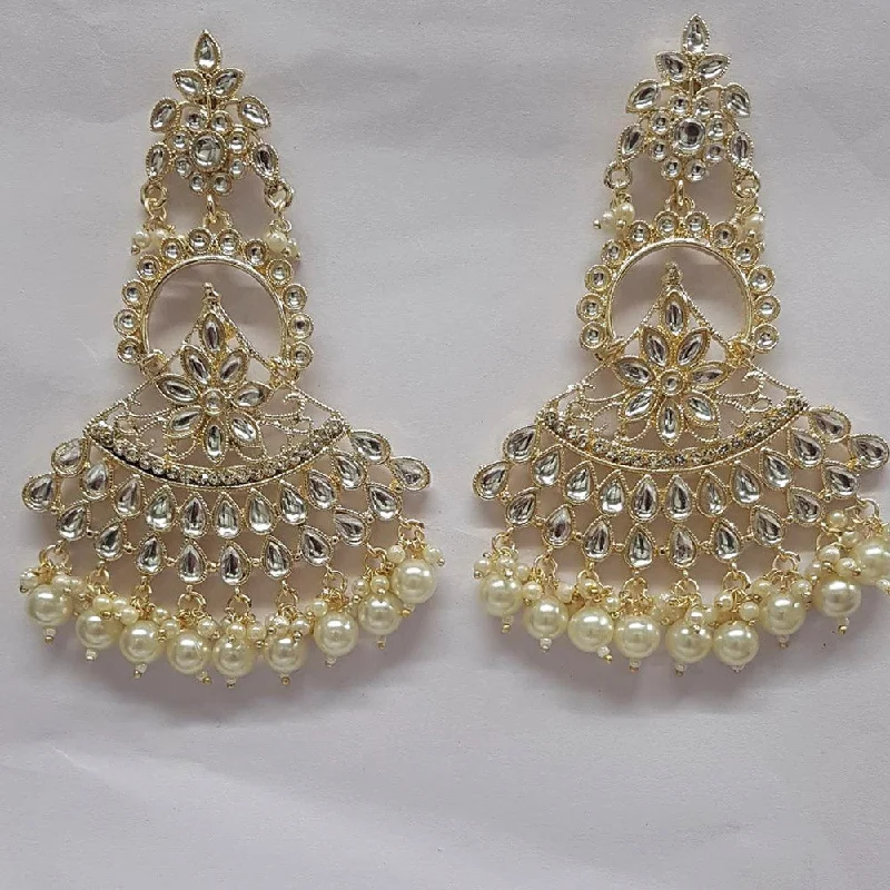 African Drop Earrings with Culture -Shreeji Kundan Stone Gold Plated Dangler Earrings - ShreejiEar43