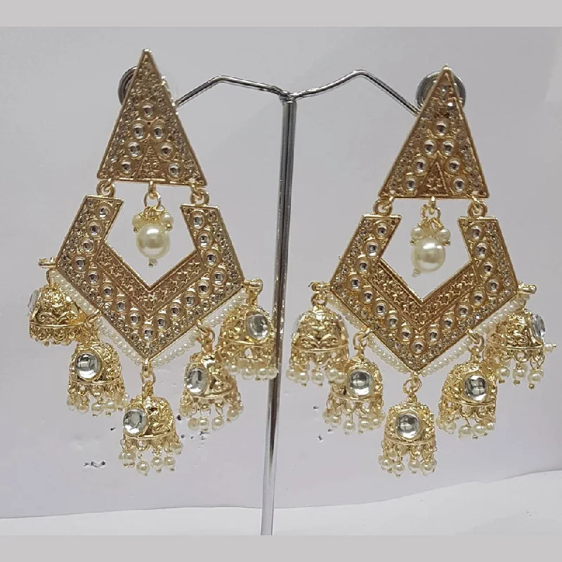 Hippie Drop Earrings with Beads -Shreeji Kundan Stone Gold Plated Dangler Earrings - ShreejiEar47