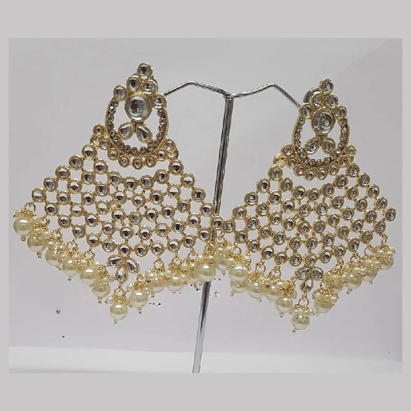 Gothic Drop Earrings with Dark Tone -Shreeji Kundan Stone Gold Plated Dangler Earrings - ShreejiEar48