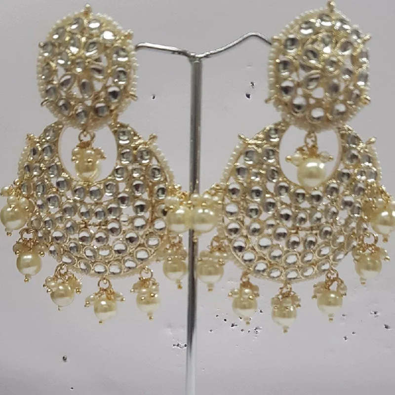 Maximalist Drop Earrings for Bling -Shreeji Kundan Stone Gold Plated Dangler Earrings - ShreejiEar50