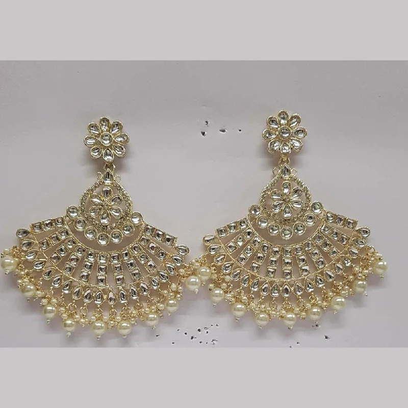 Minimalist Drop Earrings with Simplicity -Shreeji Kundan Stone Gold Plated Dangler Earrings - ShreejiEar51