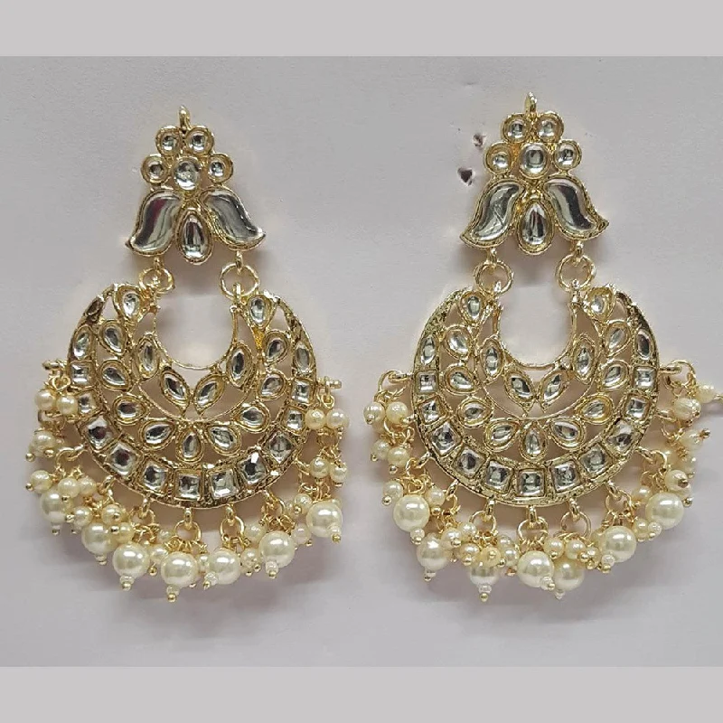 Contemporary Drop Earrings for Fashion -Shreeji Kundan Stone Gold Plated Dangler Earrings - ShreejiEar52