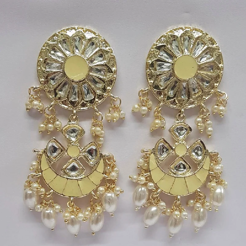 Retro Drop Earrings for Nostalgia -Shreeji Kundan Stone Gold Plated Dangler Earrings - ShreejiEar53