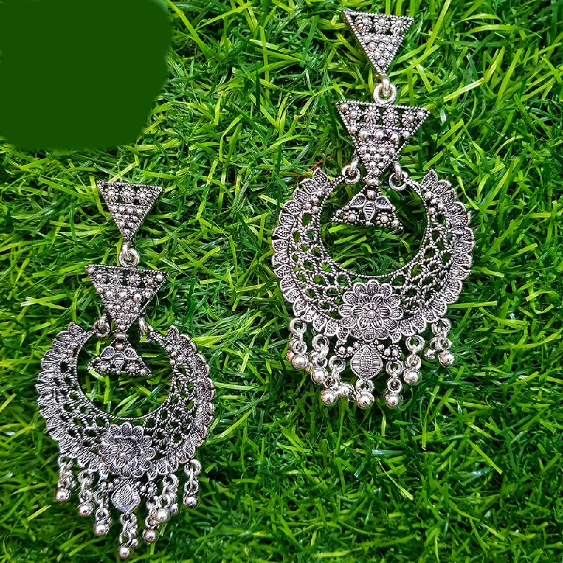 Oval Drop Earrings for Grace -Shreeji Oxidized Plated Dangler Earrings - 10101002SL