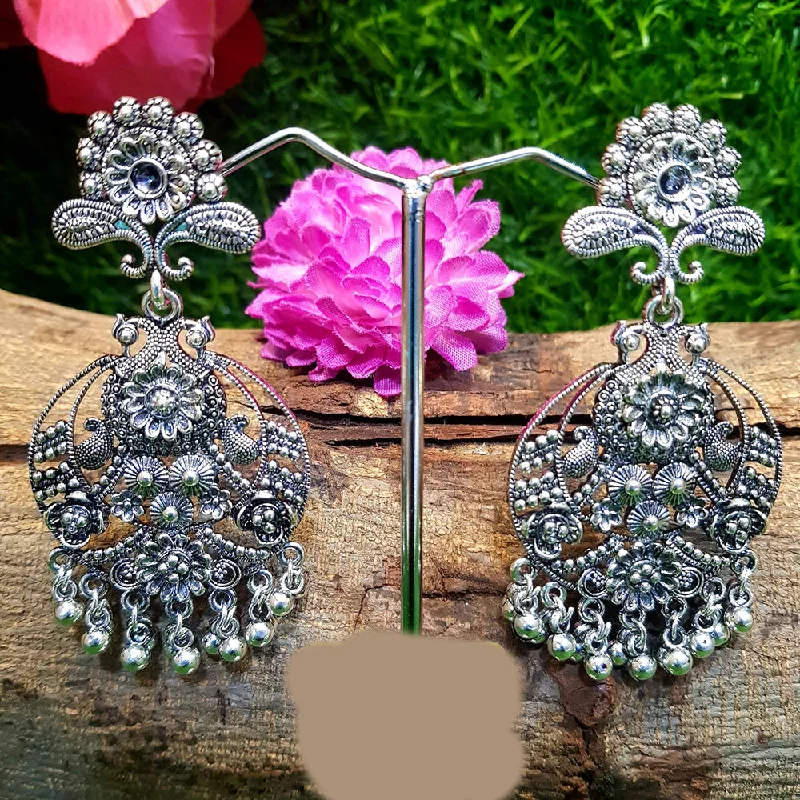 Heart Shaped Drop Earrings for Love -Shreeji Oxidized Plated Dangler Earrings - 10101004SL