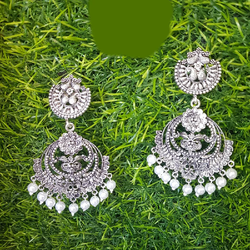 Long Drop Earrings for Dramatic -Shreeji Oxidized Plated Dangler Earrings - 10101012SL