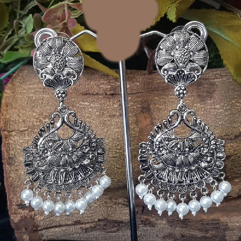 Silver Drop Earrings for Men -Shreeji Oxidized Plated Dangler Earrings - 10101018SL