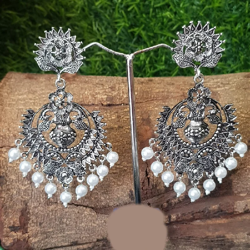 Pearl Drop Earrings for Elegance -Shreeji Oxidized Plated Dangler Earrings - 10101020SL