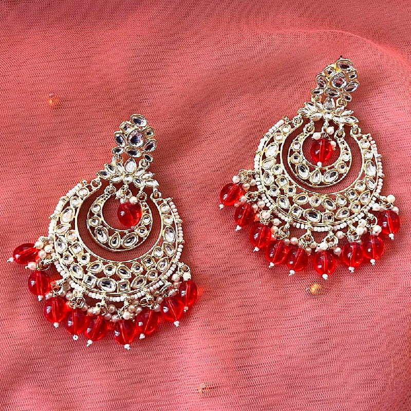 Drop Earrings for Anniversary -Shringarstreet Gold Plated Kundan Stone Dangler Earrings