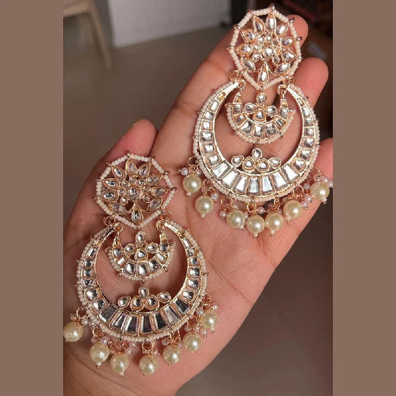 Drop Earrings for Mother's Day -Shringarstreet Gold Plated Kundan Stone Dangler Earrings