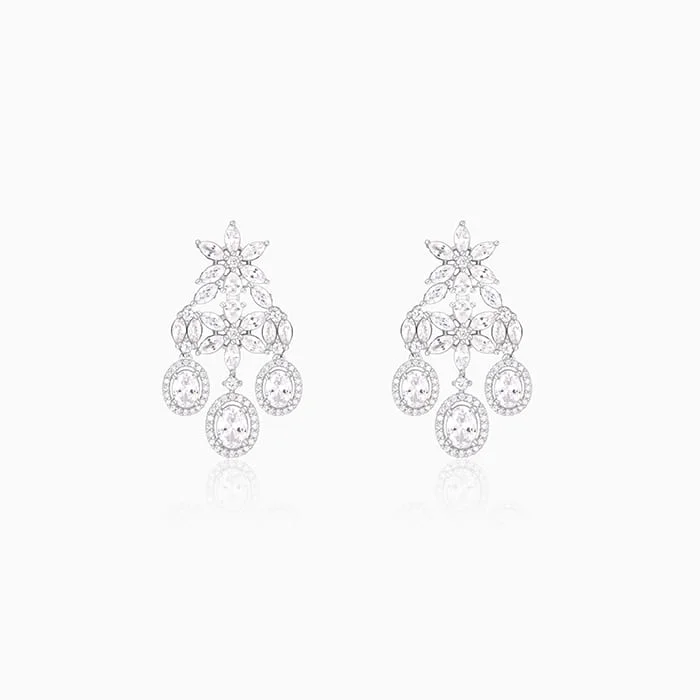 Geometric Drop Earrings for Trend -Silver Gleaming Bridal Drop Earrings