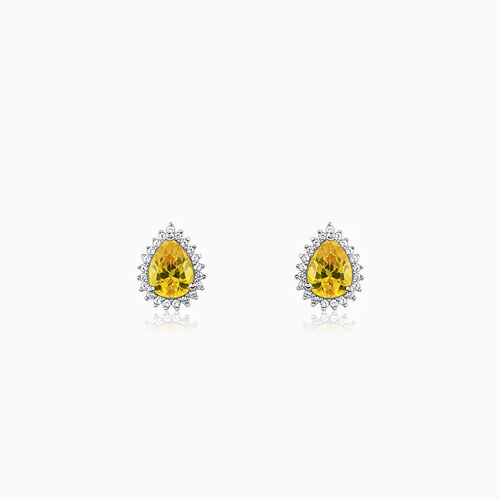 Drop Earrings for Christmas Party -Silver Yellow Drop Earrings