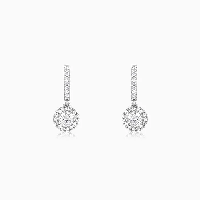 Drop Earrings for Fitness Activities -Silver Zircon Drizzle Drop Earrings