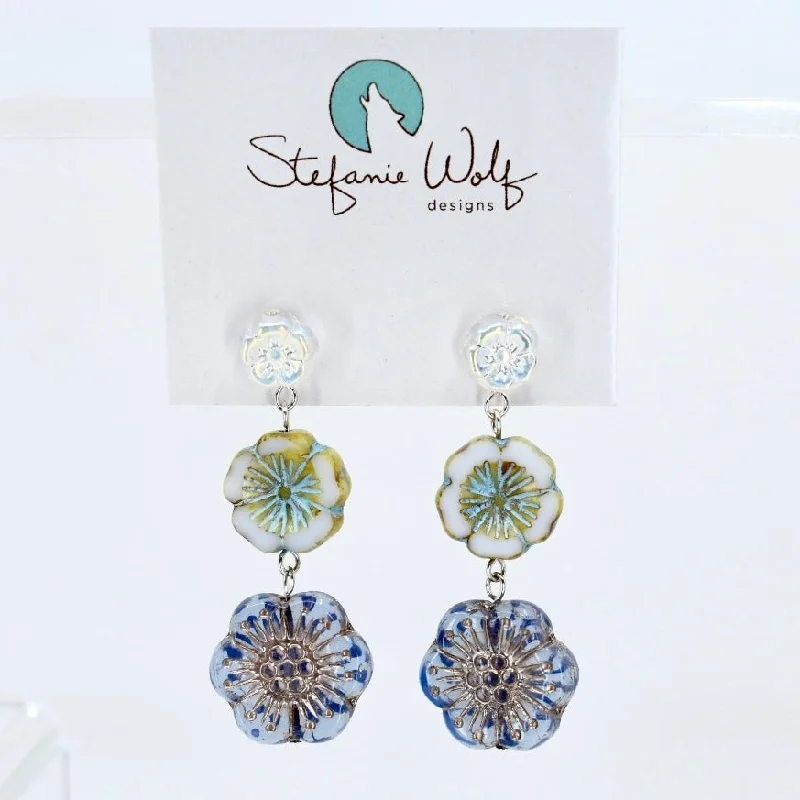 Drop Earrings for Bridesmaids Look -Floral Trio Statement Drop Earrings