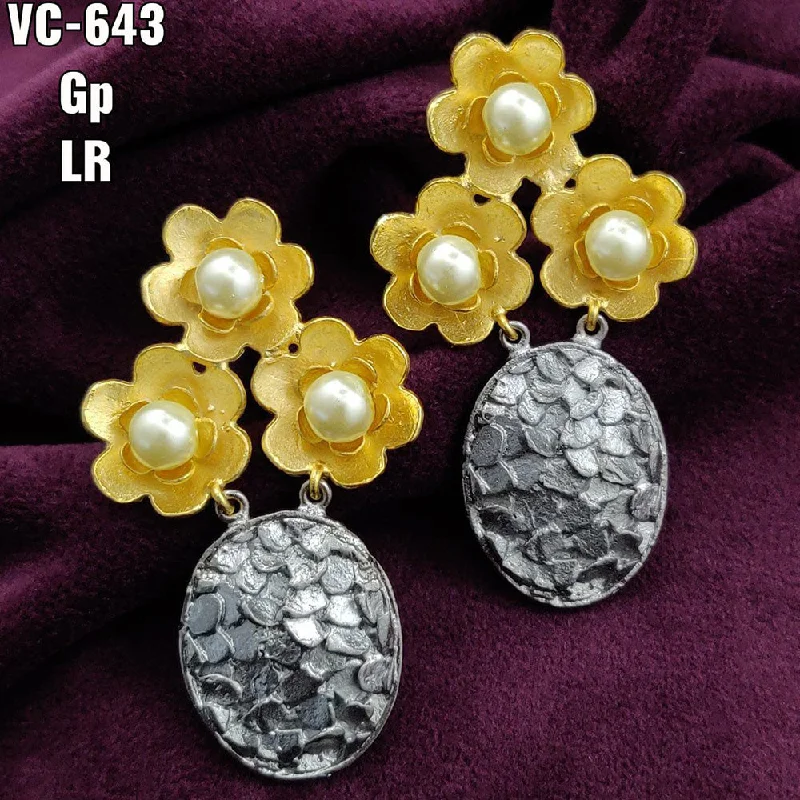 Small Drop Earrings for Delicate -Vivah Creations 2 Tone Plated Designer Dangler Earrings